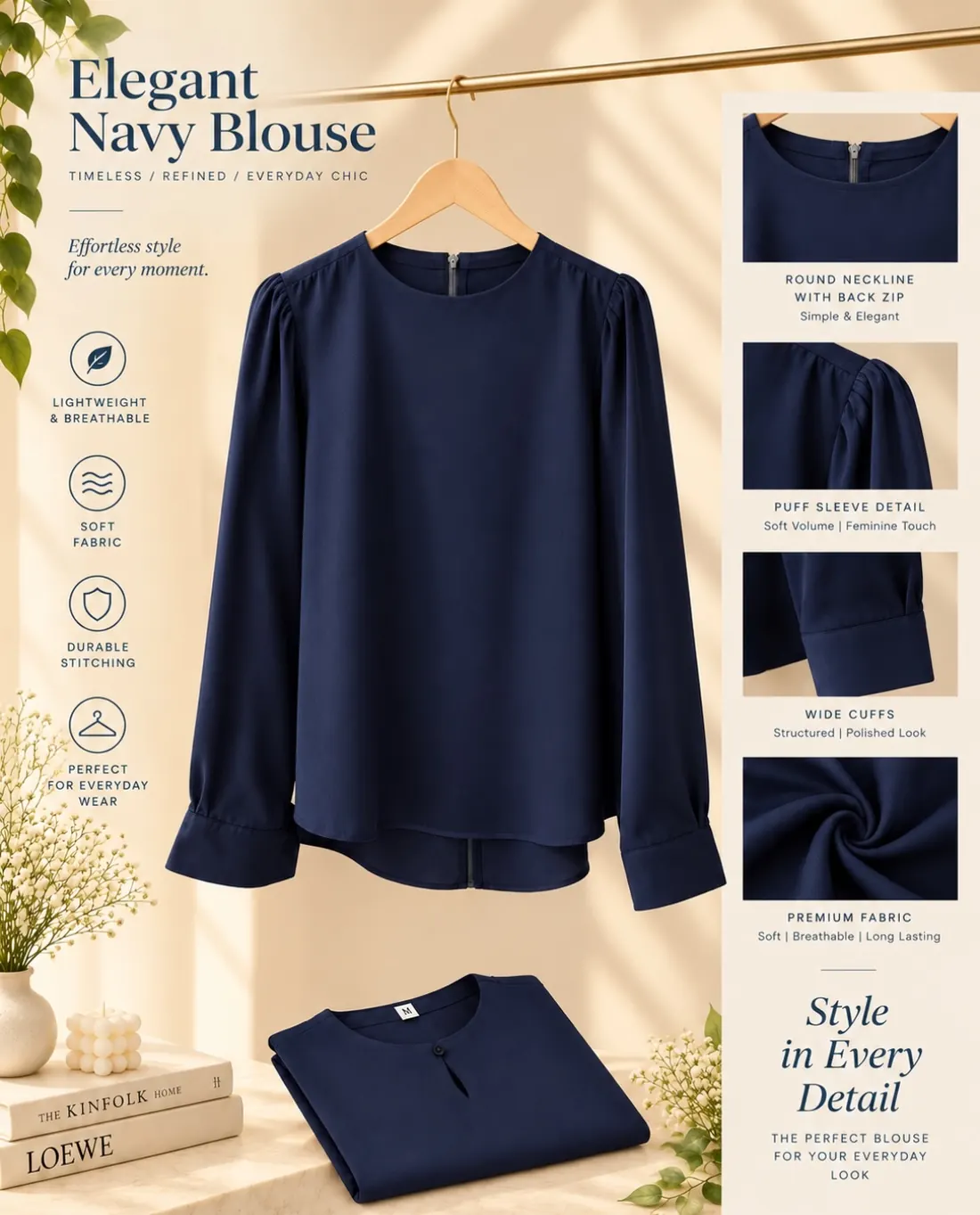 Elegant Navy Blouse — ReCloset drop