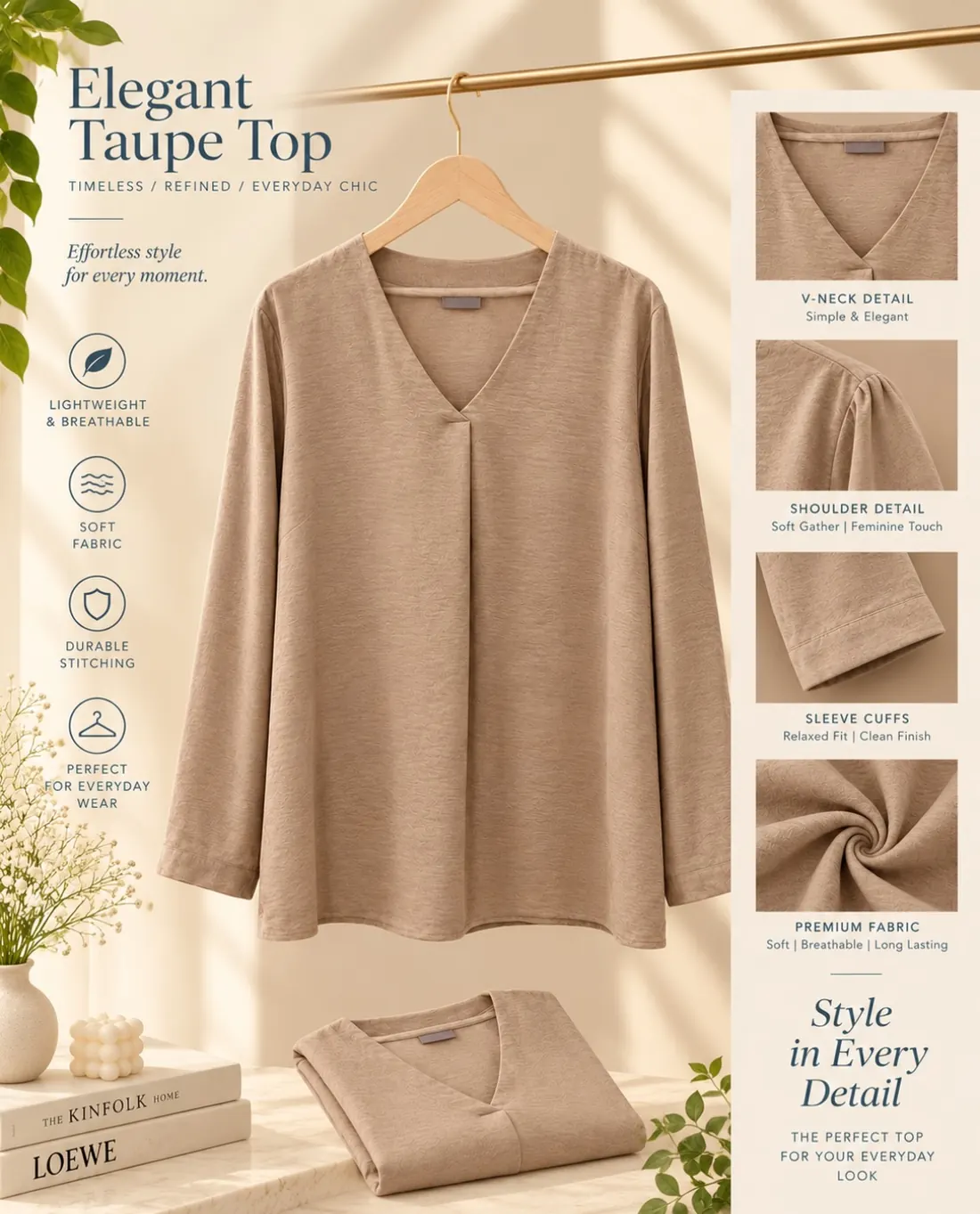 Elegant Taupe Top — ReCloset drop